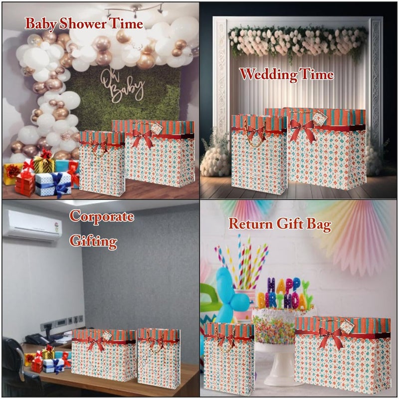 Reliable Bag Presents Gift Paper Bags Combo Option-2 :17"(L) x 6"(B) x 12"(H) & 9"(L) x 3"(B) x 12"(H) Inches. Perfect for Weddings, Diwali, Exhibitio. - Image 4