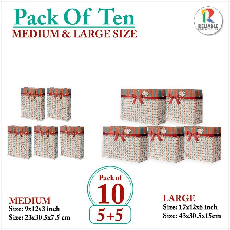 Reliable Bag Presents Gift Paper Bags Combo Option-2 :17"(L) x 6"(B) x 12"(H) & 9"(L) x 3"(B) x 12"(H) Inches. Perfect for Weddings, Diwali, Exhibitio. - Image 5
