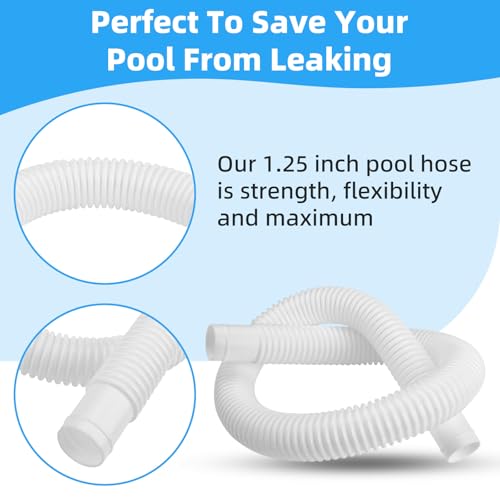 Ximoon 1-1/4 Inch x 3 Foot Long White Above Ground Pool Flex Connection Hose Filter or Suction - Image 3
