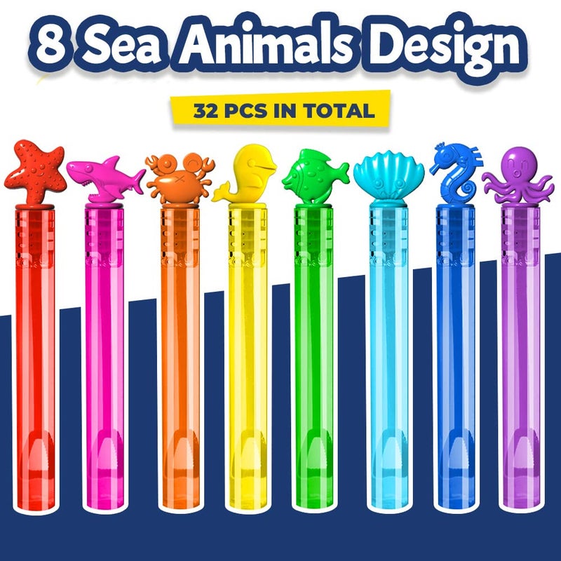 VKTEN 32Pcs Sea Mini Bubble Wands Assortment 8 Styles 8 Colors Bubble Party Favors for Kids, Bubbles for Kids, Themed Birthday Party Favors, Classroom Prizes Summer Outdoor Gifts for Girls Boys - Image 2