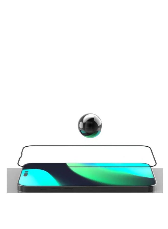 ديفيا فان سيريز شاشة كاملة سيليكون حافة زجاجية مضاعفة لهاتف آيفون 14 برو (6.1 بوصة) - أسود - Image 4