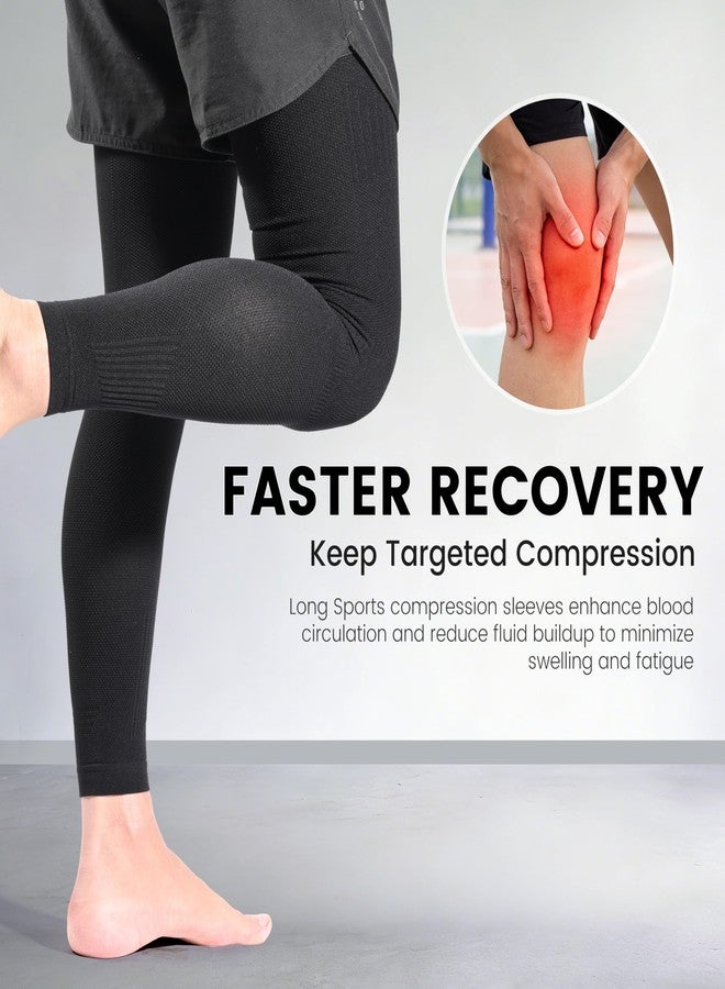 MGANG Full Leg Sleeves, Long Knee Brace for Basketball, Running, Meniscus Tear, ACL, Sport, Arthritis, Thigh & Calf Support for Men Women, Reduces Inflammation & Improves Circulation, All Black 3XL - Image 5
