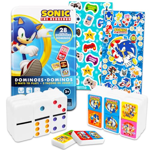 Sonic the Hedgehog Dominoes Set Bundle with Sonic Dominos Board Game Plus Stickers More Sonic Games for Kids Boys Girls - Image 1