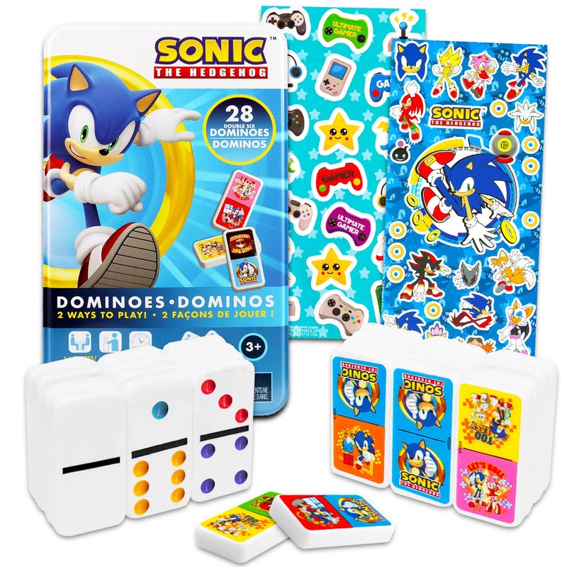 Sonic the Hedgehog Dominoes Set Bundle with Sonic Dominos Board Game Plus Stickers More Sonic Games for Kids Boys Girls - Image 2