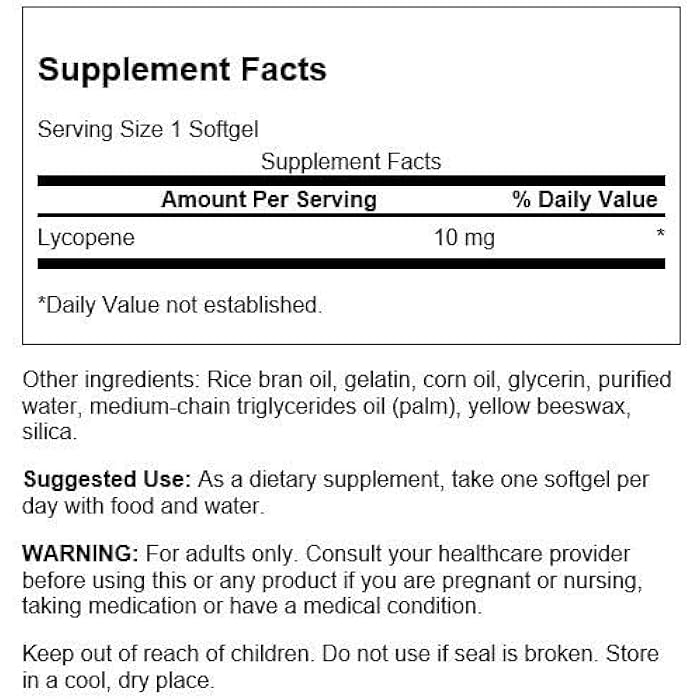 Swanson Lycopene 10 Milligrams 120 Sgels - Image 2