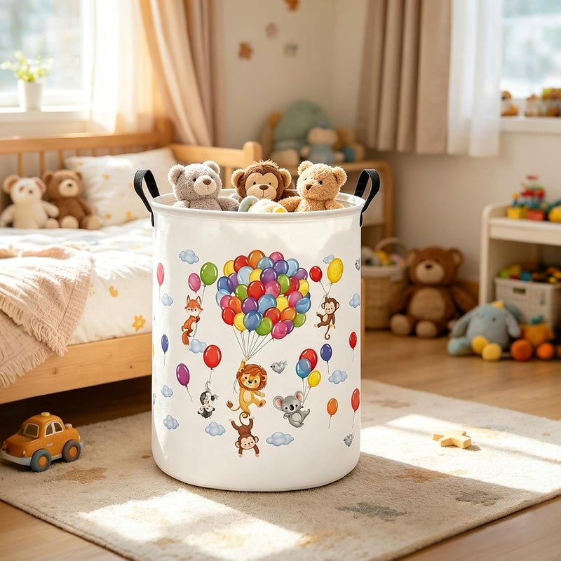 FANKANG Storage Basket, Nursery Hamper Canvas Laundry Basket Foldable with Waterproof PE Coating Large Storage Baskets for Kids Boys and Girls, Office, Bedroom, Clothes,Toys(cute animals) - Image 5