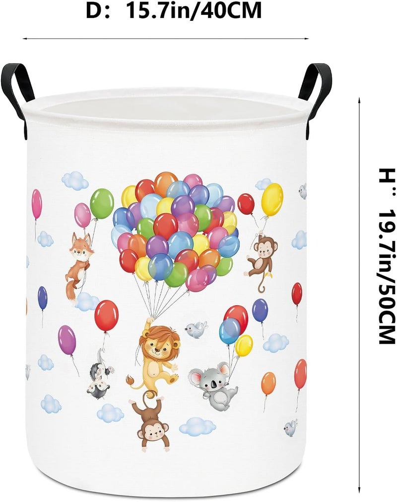 FANKANG Storage Basket, Nursery Hamper Canvas Laundry Basket Foldable with Waterproof PE Coating Large Storage Baskets for Kids Boys and Girls, Office, Bedroom, Clothes,Toys(cute animals) - Image 2