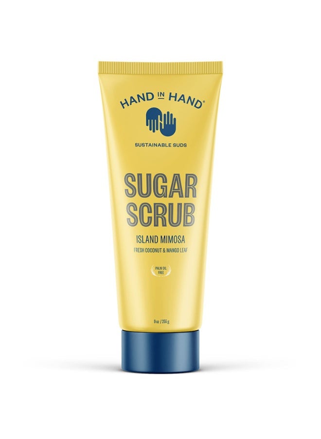 Hand in Hand Hand in Hand Sugar Scrub, Gentle Exfoliation For All Skin Types, 9 Ounce, Fresh Coconut & Mango Leaf, Island Mimosa Scent, Single