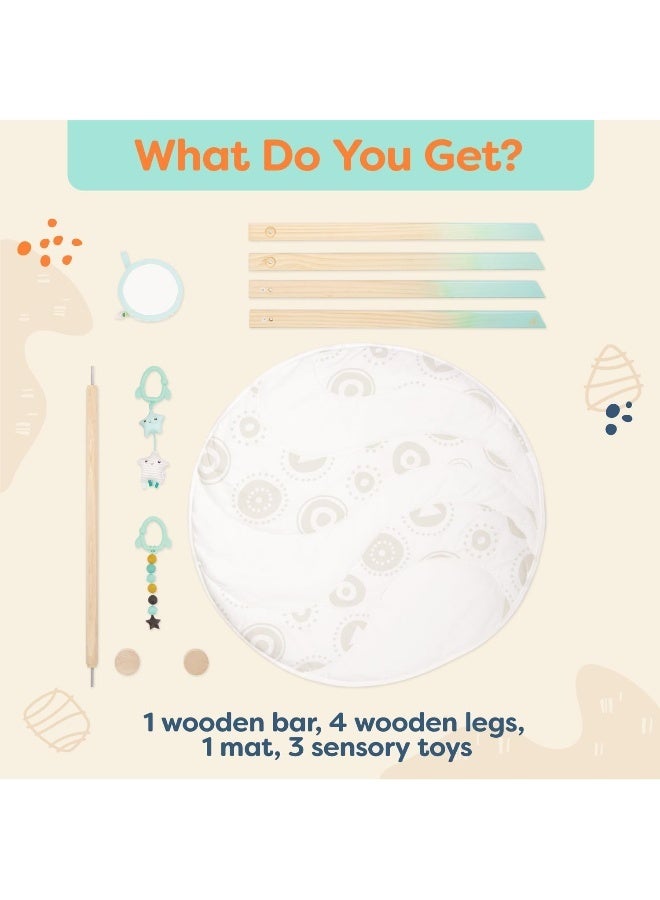 B. toys â€“ Wooden Baby Play Gym â€“ Activity Mat â€“ Starry Sky â€“ 3 Hanging Sensory Toys â€“ Organic Cotton â€“ Natural Wood â€“ Babies, Infants - Image 4