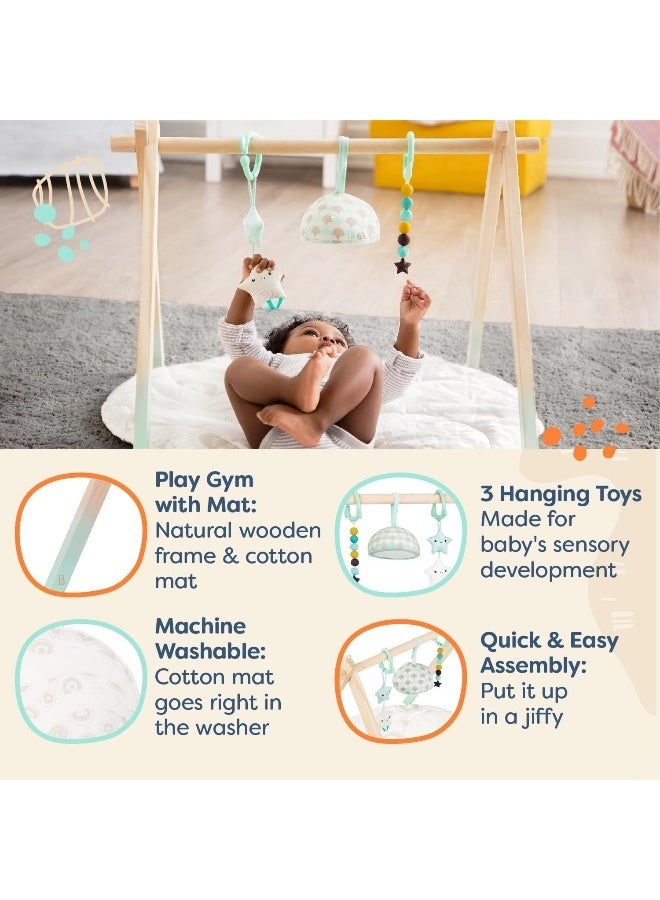 B. toys â€“ Wooden Baby Play Gym â€“ Activity Mat â€“ Starry Sky â€“ 3 Hanging Sensory Toys â€“ Organic Cotton â€“ Natural Wood â€“ Babies, Infants - Image 2