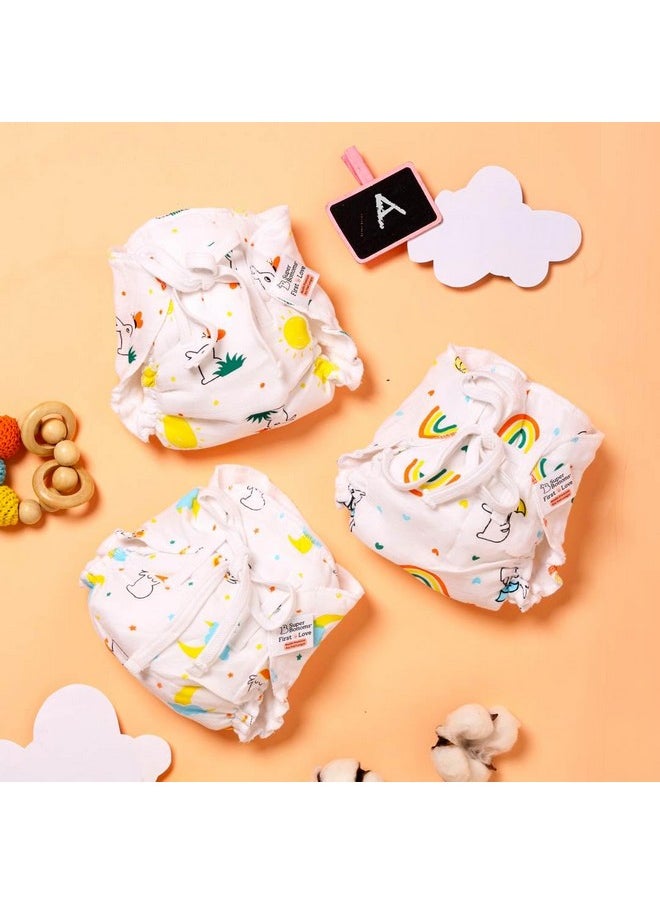 Superbottoms First Love Dryfeel Langot™ For Newborn Baby | No Mess Langot | Premium Cotton Padding (No Sponge) | Ultra-Soft | Mess-Free Diaper-Free Time | 0-9M | (Bummy Land, Pack Of 3, Large)  - Image 2