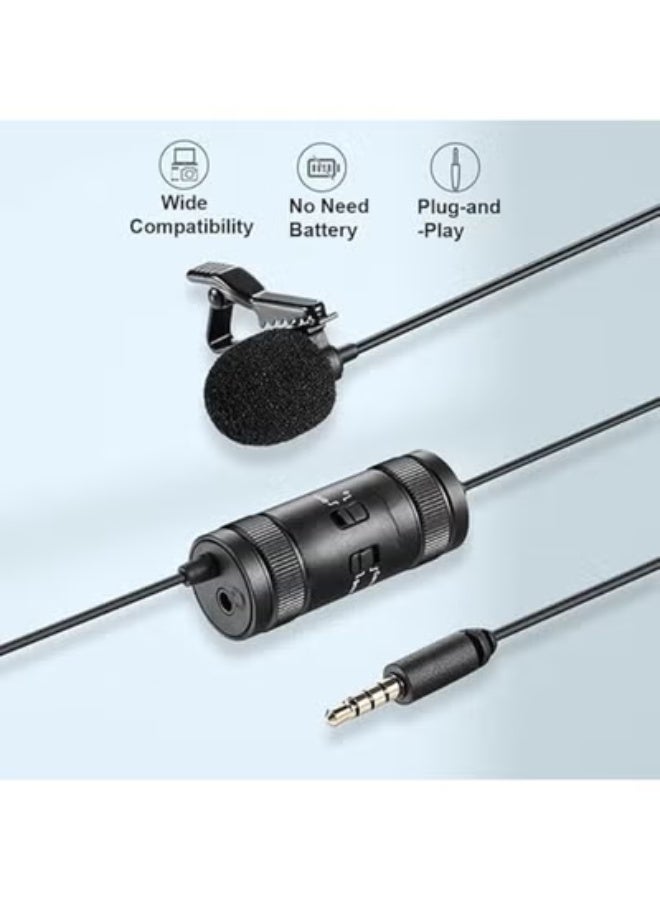 Clip-On Lavalier Microphone – Long Cable 6M, Omni-Directional Condenser Mic – Plug-and-Play for Smartphone, Camera & PC - Image 2