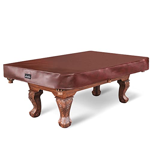 Shieldo Heavy Duty Leatherette Billiard Pool Table Cover,Waterproof&Tearproof Cover for Pool Table,7/8/9 Foot Fitted(7FT/Brown) - Image 1