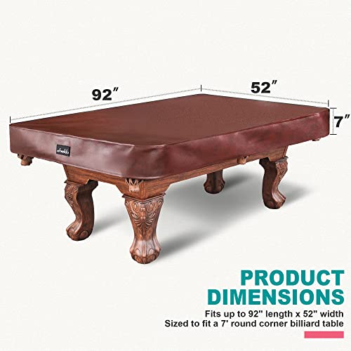Shieldo Heavy Duty Leatherette Billiard Pool Table Cover,Waterproof&Tearproof Cover for Pool Table,7/8/9 Foot Fitted(7FT/Brown) - Image 2