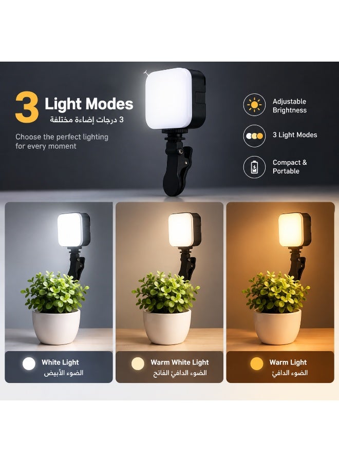 M-88 LED Video Light Rechargeable Type-C  with 3 Light Modes, Adjustable Brightness and Forward & Backward Tilt, Rechargeable Fill Light - Black - Image 2