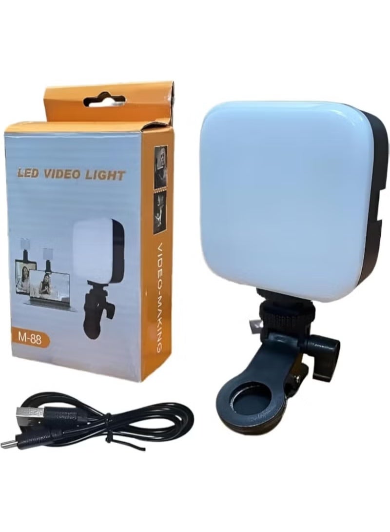 M-88 LED Video Light Rechargeable Type-C  with 3 Light Modes, Adjustable Brightness and Forward & Backward Tilt, Rechargeable Fill Light - Black - Image 5