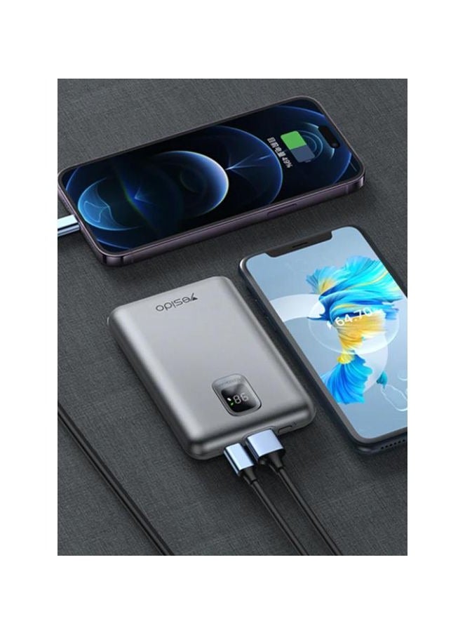 Yesido YP46 10000mah 22 5W PD20W Fast Charge Mag Safe Battery Pack Power Bank Compatible with all devices Silver - Image 2