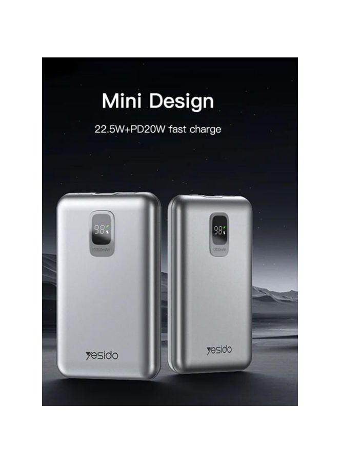 Yesido YP46 10000mah 22 5W PD20W Fast Charge Mag Safe Battery Pack Power Bank Compatible with all devices Silver - Image 3