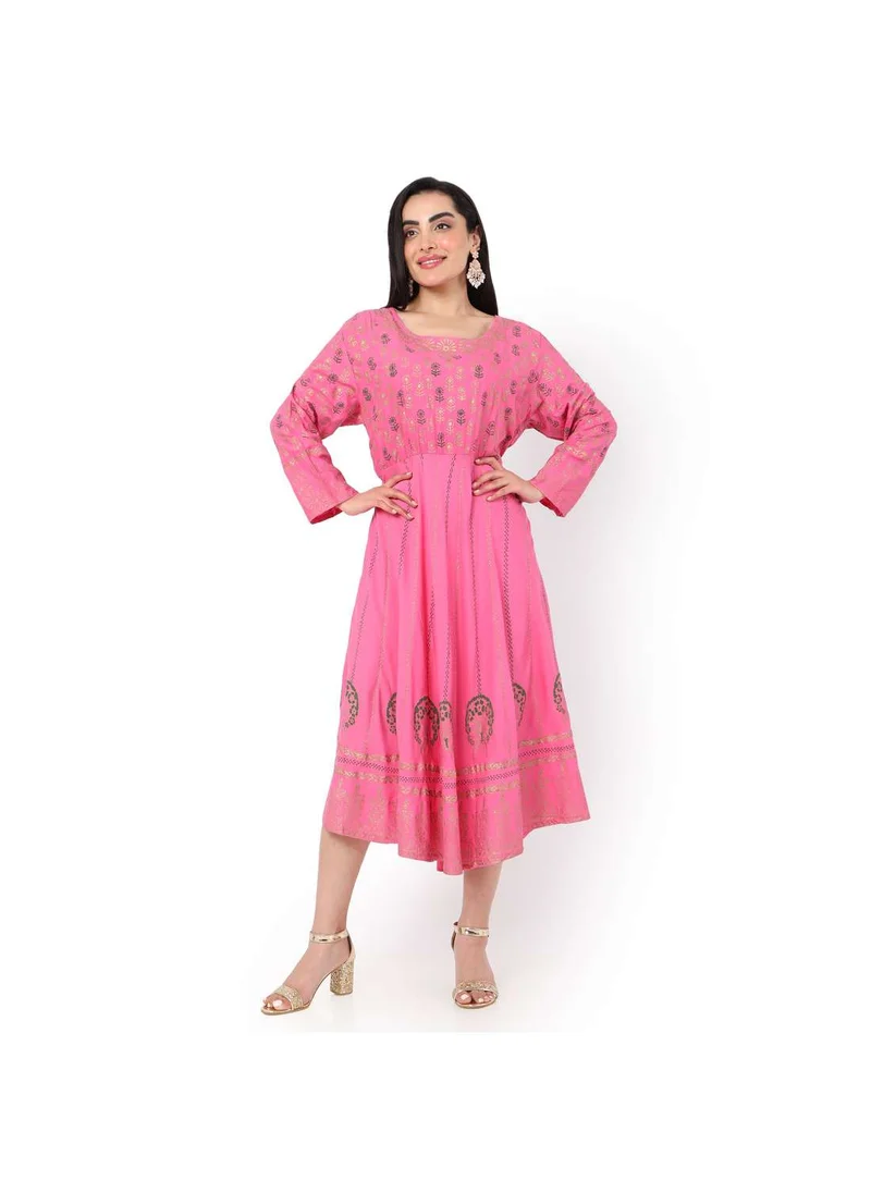 هانا آند سارا MULTICOLOUR PRINTED LONG SLEEVES CASUAL SHORT ARABIC KAFTAN JALABIYA DRESS