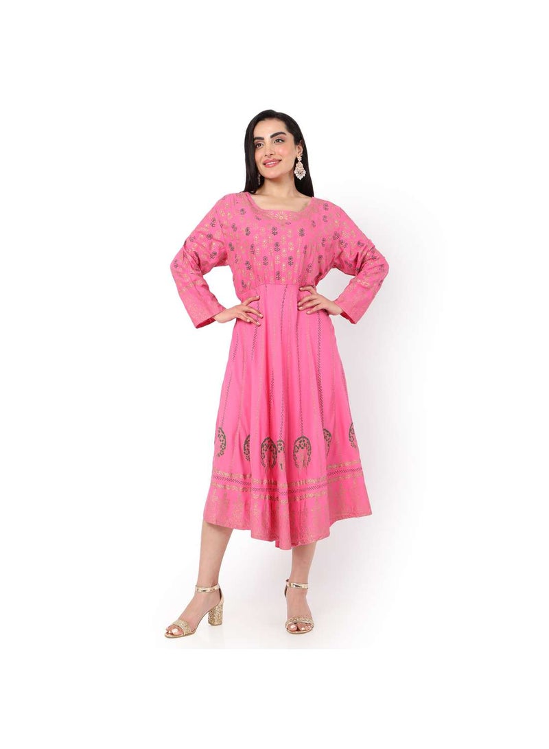 HANA & SARA MULTICOLOUR PRINTED LONG SLEEVES CASUAL SHORT ARABIC KAFTAN JALABIYA DRESS  - Image 1