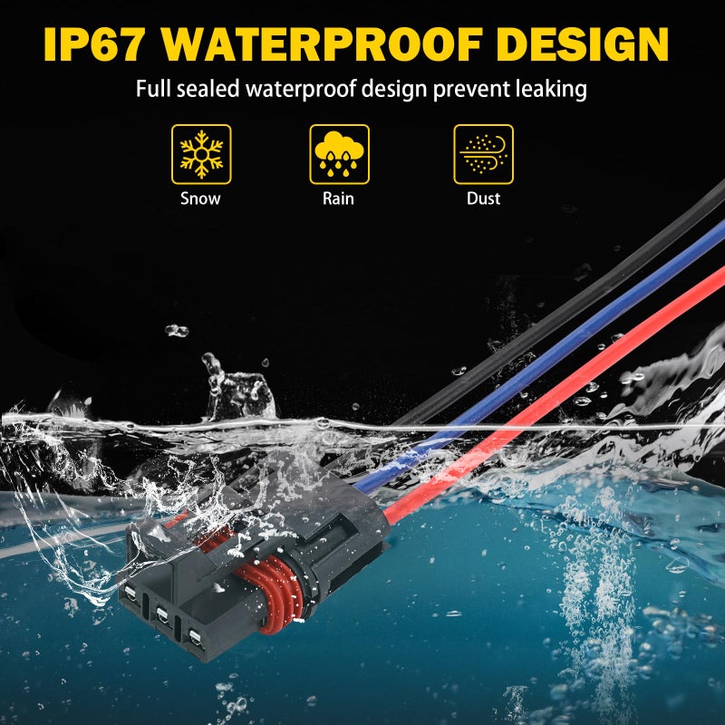 Tutor Auto 12Awg Pulse Power Plug Connector Pigtail Compatible with Polaris Ranger XP 1000 & RZR RS1 Pro & General 2018 2019 2020 2021 - Pulse Bar Wire Harness (3 pcs) - Image 5
