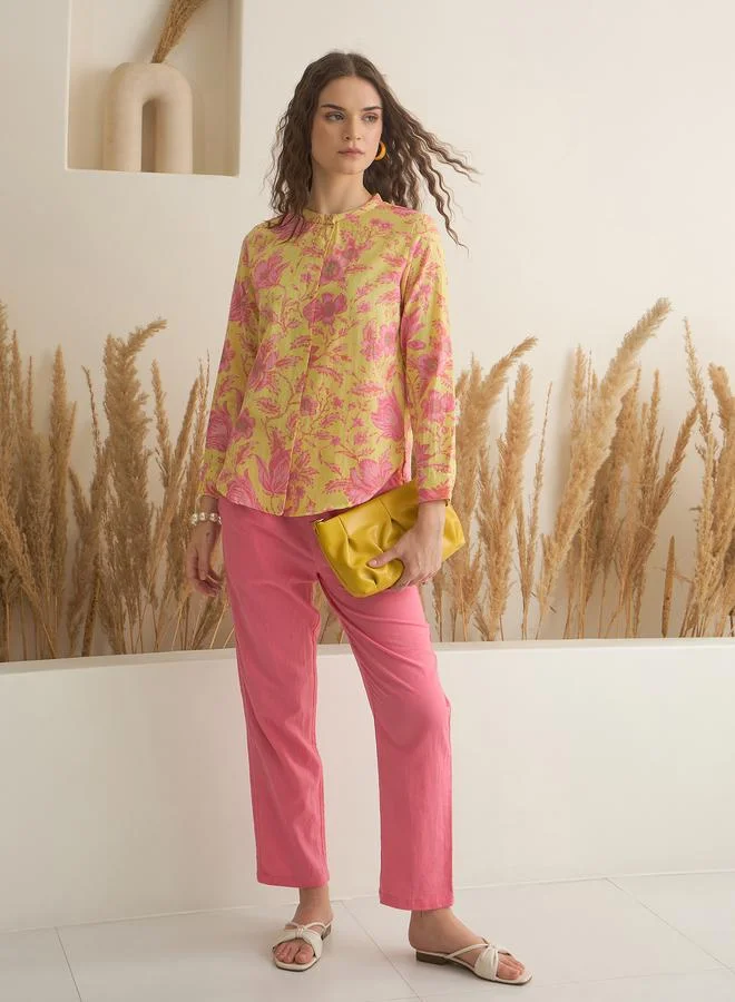 sanskrutihomes Sanskrutihomes Printed Cotton Buttoned Shirt and Pants Co-Ords Set