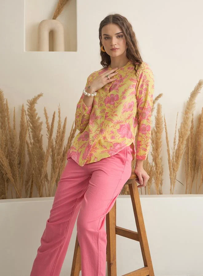 sanskrutihomes Sanskrutihomes Printed Cotton Buttoned Shirt and Pants Co-Ords Set