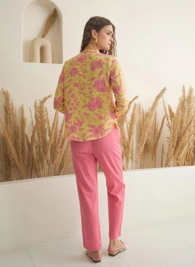 sanskrutihomes Sanskrutihomes Printed Cotton Buttoned Shirt and Pants Co-Ords Set