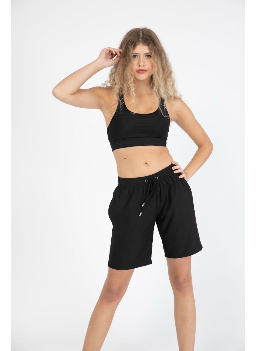 C&city - Women's Lycra Swim Shorts C1860 Black - Image 1