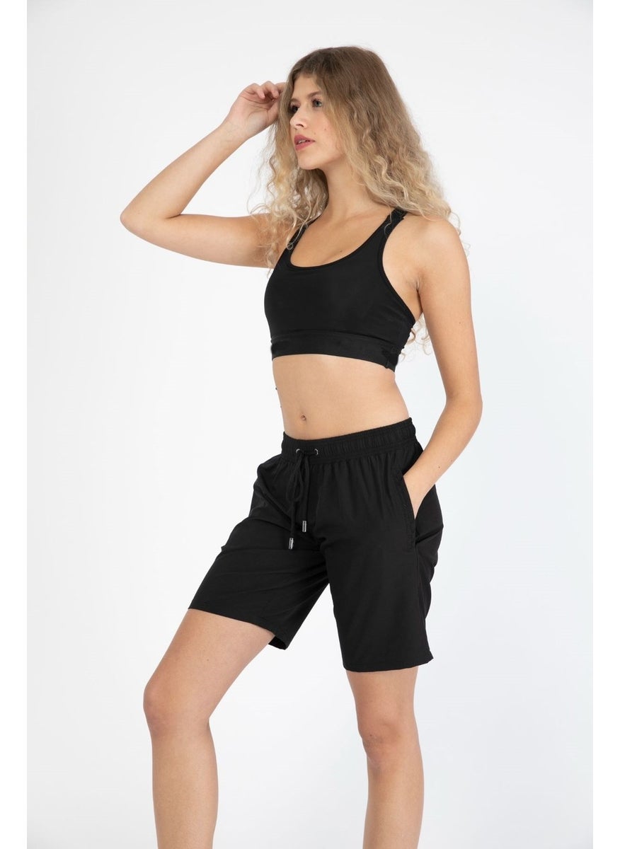 C&city - Women's Lycra Swim Shorts C1860 Black - Image 1