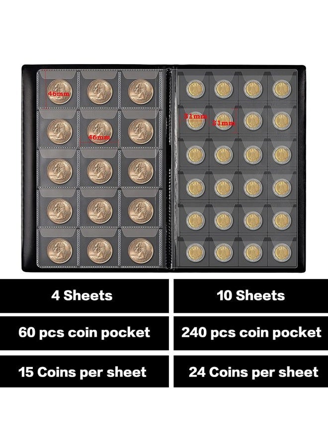 ANKHOH Coin Collection Book Holder Album for Collectors, 300 Pockets Coins Display Storage Case, Collecting Sleeves Organizer Box for Coin Collections Supplies, Money Currency, Pennies (Black) - Image 4