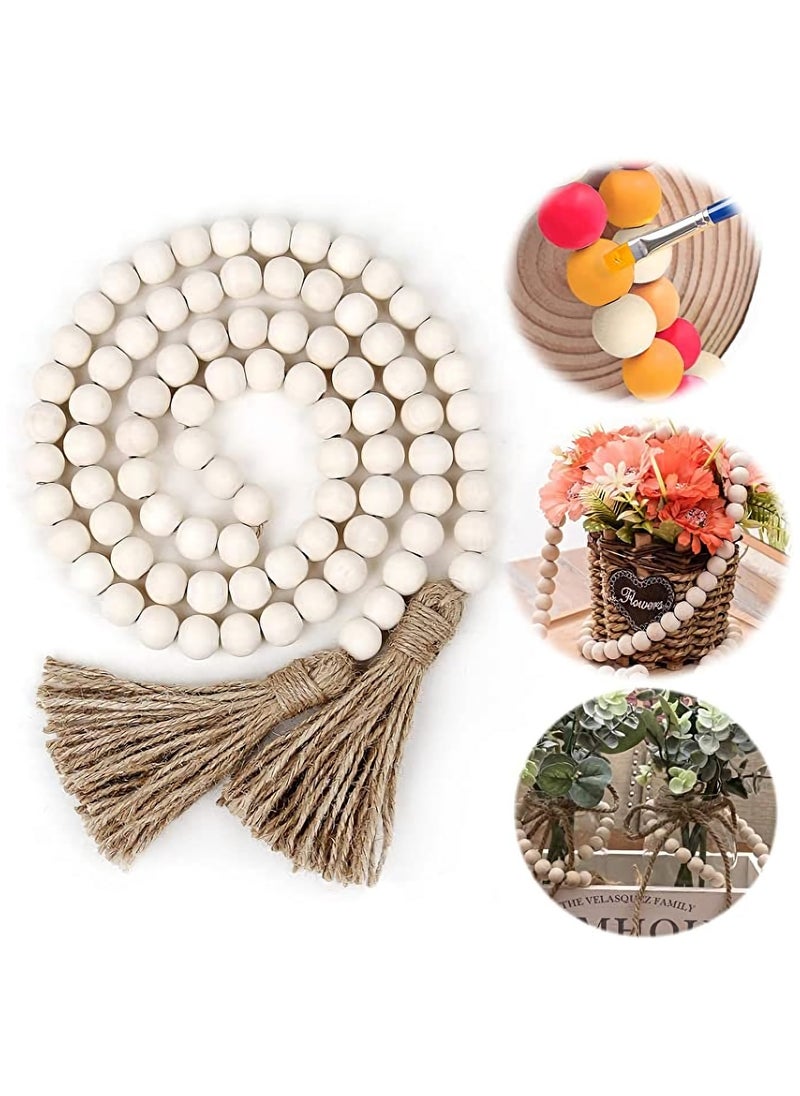 SYOSI Wood Beads Garland SYOSI 58 Inch String Farmhouse Natural Decorative Beads for Wall Hanging Vase Door Decor  - Image 1