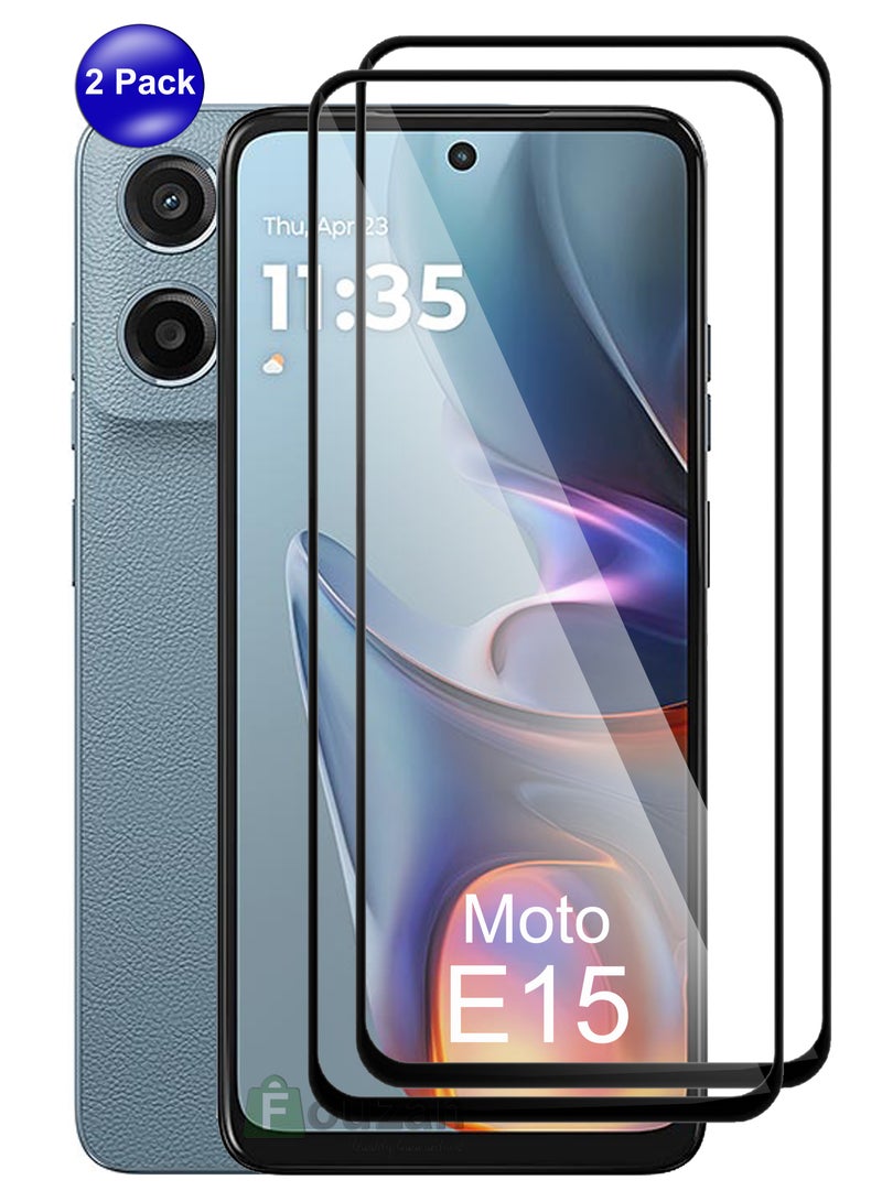 Motorola Moto E15 - 2 Pack Tempered Glass Screen Protector - Delicate Touch , Higher Transparency , Easy to Install ,Anti-scratch and Bubble-free Screen Protector - Black - Image 1