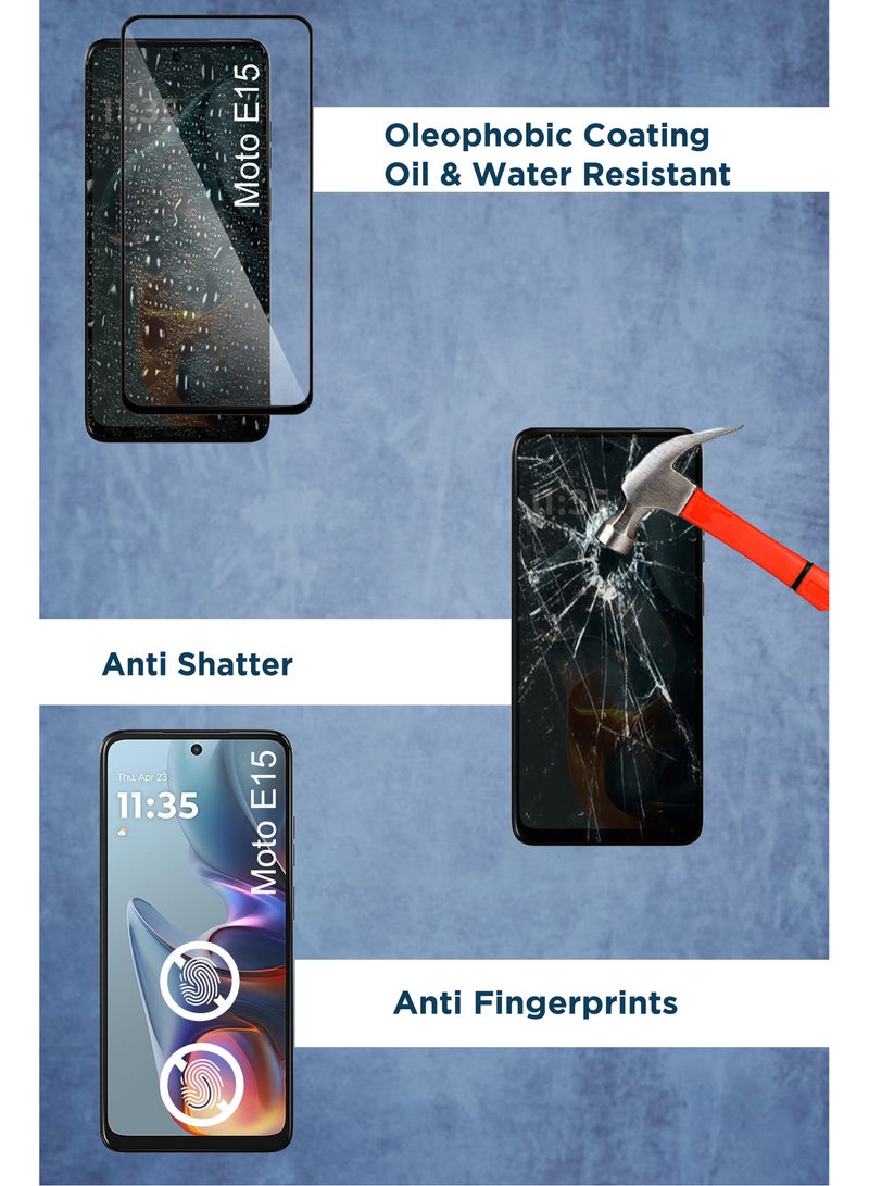 Motorola Moto E15 - 2 Pack Tempered Glass Screen Protector - Delicate Touch , Higher Transparency , Easy to Install ,Anti-scratch and Bubble-free Screen Protector - Black - Image 4