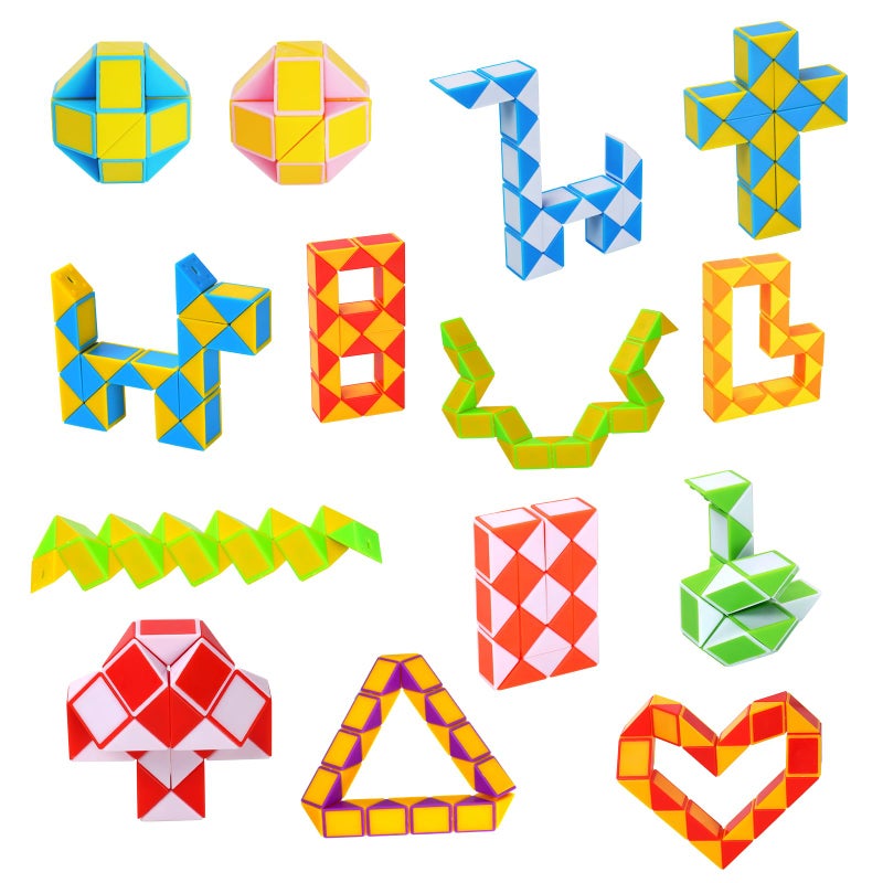 Ainiv Ainiv Magic Snake, Magic Snake Set of 14 with 24 Blocks per Snake, Party Bag Children's Birthday, Puzzle Games for Children and Adults, School Cone Filling Gifts for School Enrolment Fidget Toy  - Image 1