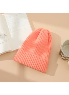 Generic Candy Color Rabbit Hair Knitted Hat Womens Autumn and Winter Korean Style All-match Digital Patch Pullover Hat Warm Wool Hat PALE ORANGE 