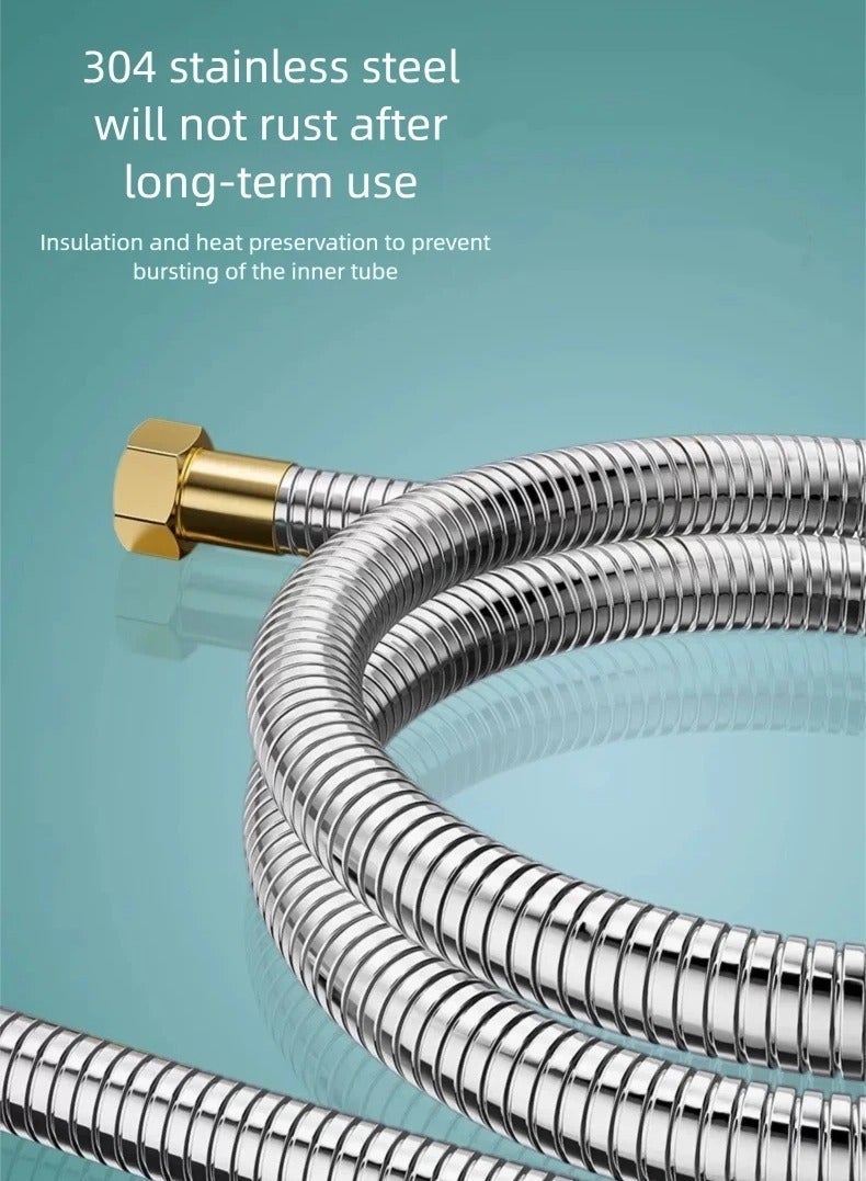 خرطوم دش طويل للغاية 78 بوصة واجهة نحاسية صلبة مطلي بالكروم خرطوم رأس دش محمول مع حشوة نحاسية وجوز - خفيف الوزن ومرن - Image 5