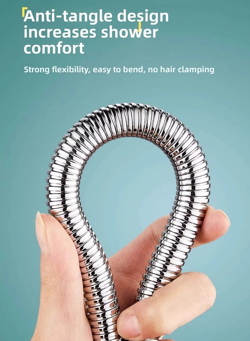 خرطوم دش طويل للغاية 78 بوصة واجهة نحاسية صلبة مطلي بالكروم خرطوم رأس دش محمول مع حشوة نحاسية وجوز - خفيف الوزن ومرن - Image 4