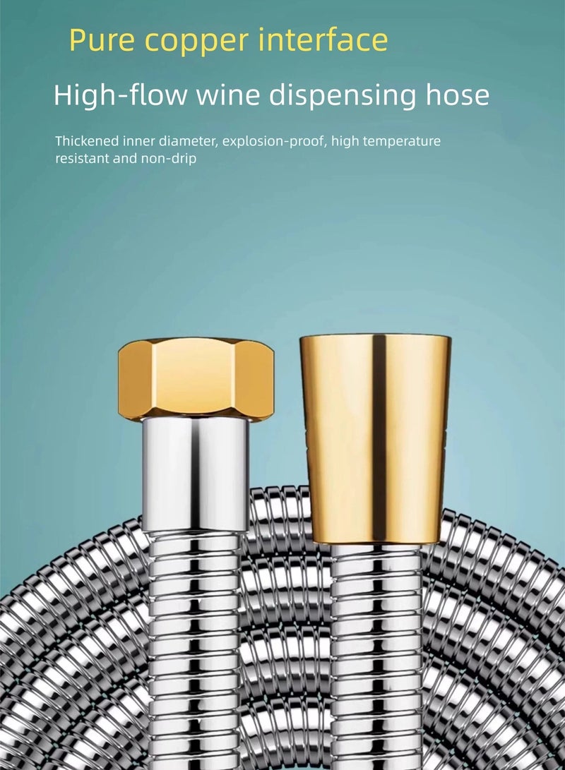 خرطوم دش طويل للغاية 78 بوصة واجهة نحاسية صلبة مطلي بالكروم خرطوم رأس دش محمول مع حشوة نحاسية وجوز - خفيف الوزن ومرن - Image 3