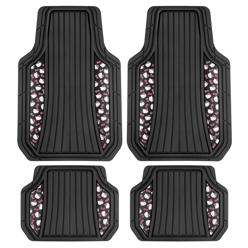 Carbella Hello Kitty Car Mats 4pc Floor Mats for Cars Trucks SUVs Black Car Floor Mats for Women Men Accessories Rubber Heavy Duty Cute Non-Slip Always Front Rear Hello Kitty Cars Accessories Black/Red - Image 1