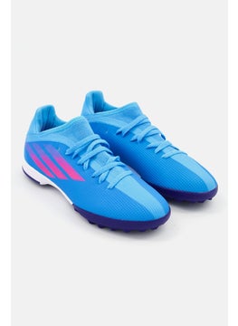 Adidas Kids Boy X Speedflow3 Turf Boots Shoes, Blue/Pink/White  - Image 1