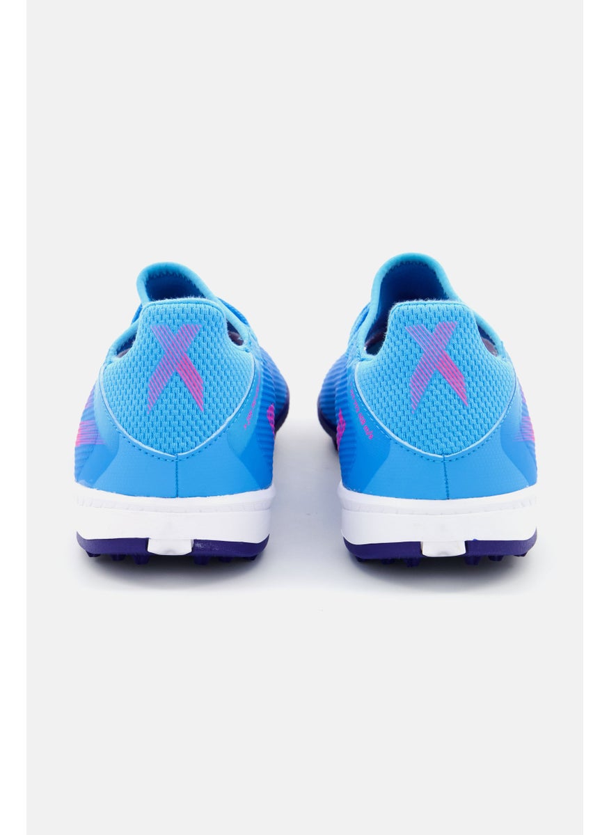 Adidas Kids Boy X Speedflow3 Turf Boots Shoes, Blue/Pink/White  - Image 3