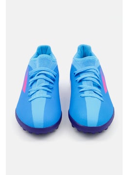 Adidas Kids Boy X Speedflow3 Turf Boots Shoes, Blue/Pink/White  - Image 4