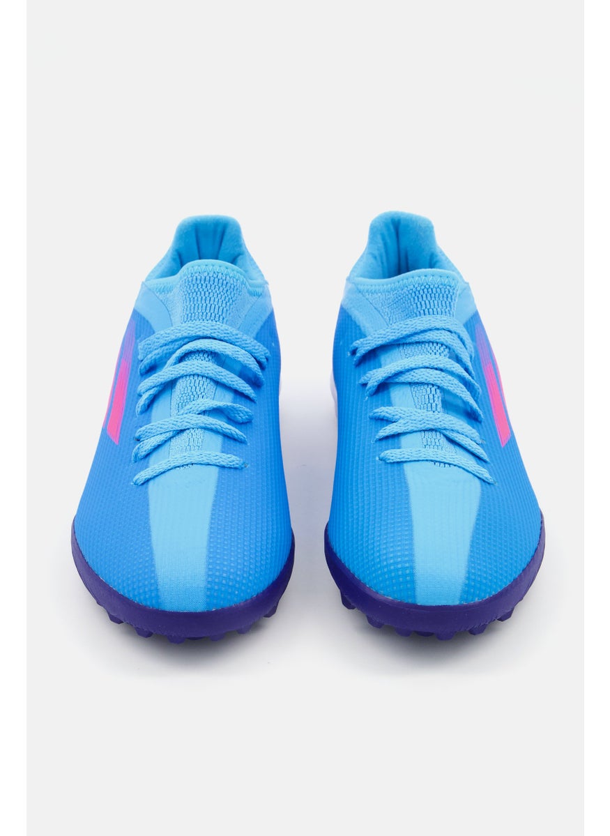 Adidas Kids Boy X Speedflow3 Turf Boots Shoes, Blue/Pink/White  - Image 4
