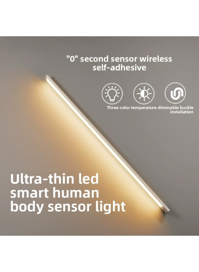 إسكدنيا مصباح LED رفيع للغاية بثلاثة ألوان ذكي لجسم الإنسان يشحن لاسلكيًا ذاتي اللصق خزانة النبيذ مصباح خزانة خزانة المطبخ مصباح LED المواصفات: عمر بطارية قوي - نموذج رفيع - 30 سم - ثلاثة يعتم - Image 3