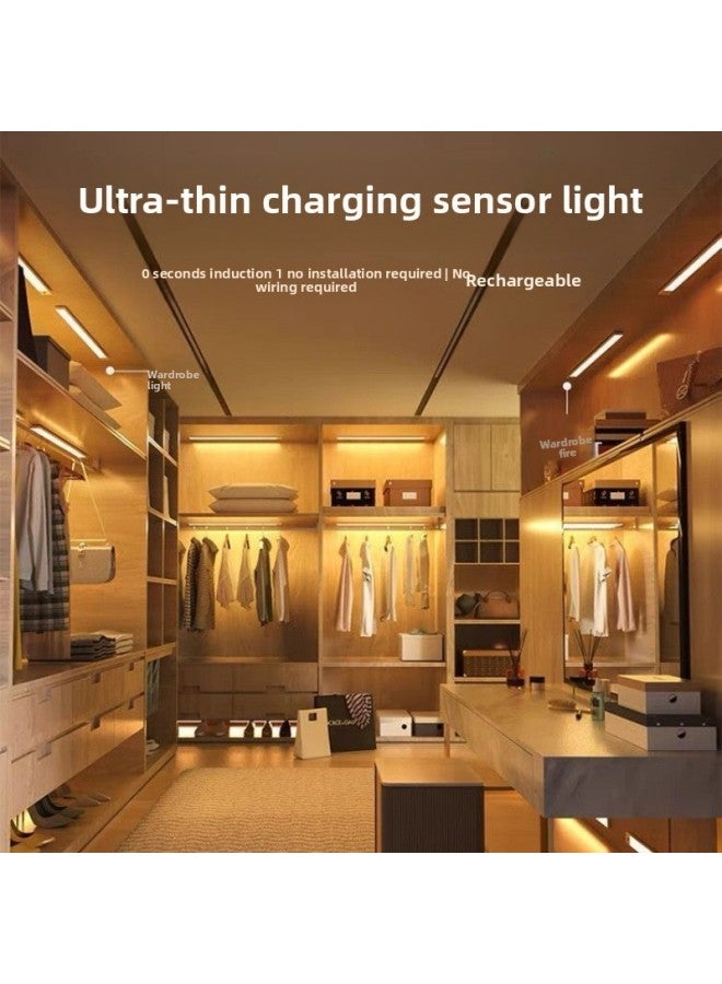إسكدنيا مصباح LED رفيع للغاية بثلاثة ألوان ذكي لجسم الإنسان يشحن لاسلكيًا ذاتي اللصق خزانة النبيذ مصباح خزانة خزانة المطبخ مصباح LED المواصفات: عمر بطارية قوي - نموذج رفيع - 30 سم - ثلاثة يعتم - Image 2