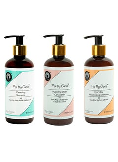 Fix My Curls Fix My Curls Cleansing Shampoo Everyday Moisturizing Shampoo Hydrating Deep Conditioner Cruelty Free Silicone Sulphate Free 250ML Pack Of 3  - Image 1