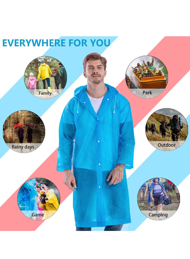 SYOSI Raincoat Rain Poncho for Adults, 1 Pack EVA Rain Poncho for Women and Men Reusable Raincoat Jacket Packable for Family FishingTravelEmergency with Hood and Elastic Sleeving - Image 3
