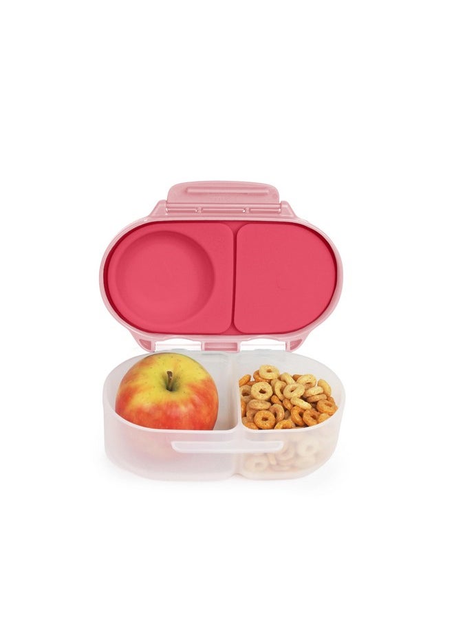 b.box b.box Snack Box for Kids & Toddlers: 2 Compartment Snack Containers, Mini Bento Box, Lunch Box. Leak Proof, BPA free, Dishwasher safe. School Supplies. Ages 4 months+ (Flamingo Fizz, 12oz capacity)  - Image 1