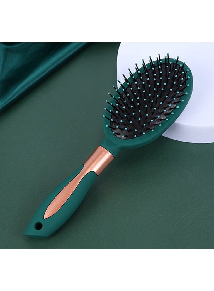 Detangling Brush Anti-Static Massage Hair Brushes Paddle Hairbrush With Cushion Base Nylon Bristle Pins Blow Drying Detangler Comb for Wet Dry All Hair Types Styling Blackish Green (Oval) - Image 1